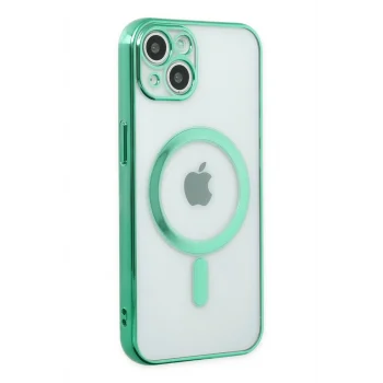 Mey İthalat®   iPhone 14 Plus Kılıf Magneticsafe Lazer Silikon - Haki Yeşil