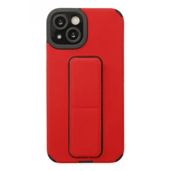 Mey İthalat®   iPhone 14 Plus Kılıf Mega Standlı Silikon - Kırmızı