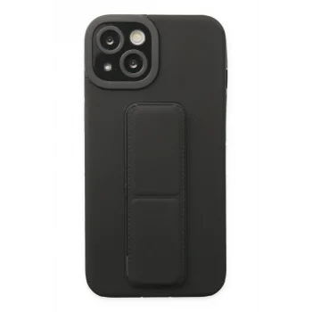 Mey İthalat®   iPhone 14 Plus Kılıf Mega Standlı Silikon - Siyah