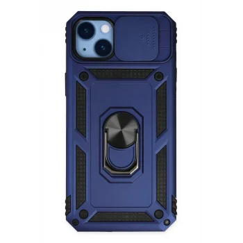 Mey İthalat®   iPhone 14 Plus Kılıf Pars Lens Yüzüklü Silikon - Lacivert