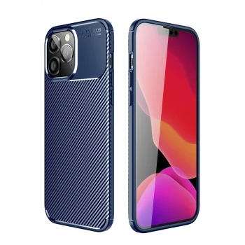 Mey İthalat®   iPhone 14 Pro Kılıf Auto Focus Karbon Kapak - Lacivert