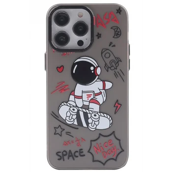 Mey İthalat®   iPhone 14 Pro Kılıf  Desenli Kapak -  Siyah - 1