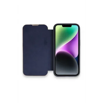 Mey İthalat®   iPhone 14 Pro Kılıf Dolpin Kapaklı - Lacivert
