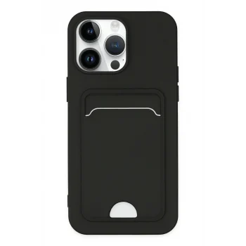 Mey İthalat®   iPhone 14 Pro Kılıf Kelvin Kartvizitli Silikon - Siyah