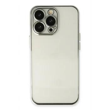 Mey İthalat®   iPhone 14 Pro Kılıf  Lensli Silikon - Gümüş