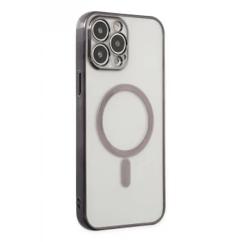 Mey İthalat®   iPhone 14 Pro Kılıf Magneticsafe Lazer Silikon - Siyah