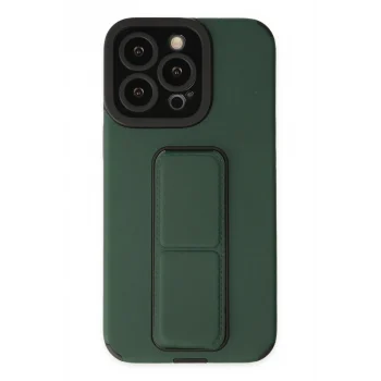 Mey İthalat®   iPhone 14 Pro Kılıf Mega Standlı Silikon - Yeşil