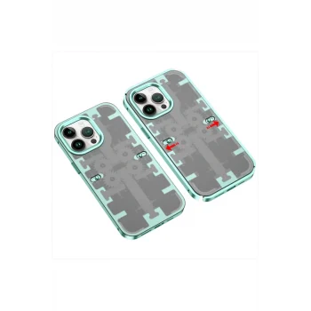 Mey İthalat®   iPhone 14 Pro Kılıf Mekanik Bumper Kapak - Yeşil