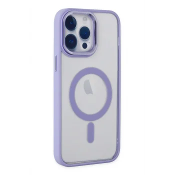 Mey İthalat®   iPhone 14 Pro Kılıf Room Magneticsafe Silikon - Lila