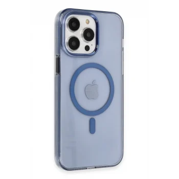 Mey İthalat®   iPhone 14 Pro Kılıf Tron Şeffaf Magsafe Kapak - Mavi