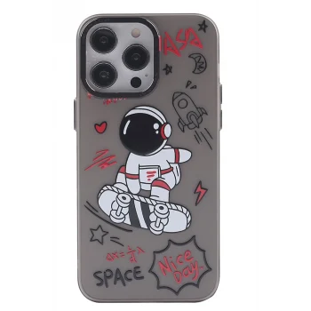 Mey İthalat®   iPhone 14 Pro Max Kılıf  Desenli Kapak -  Siyah - 1