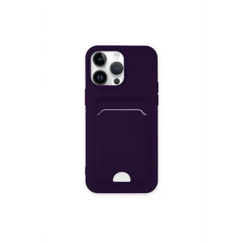 Mey İthalat®   iPhone 14 Pro Max Kılıf Kelvin Kartvizitli Silikon - Derin Mor