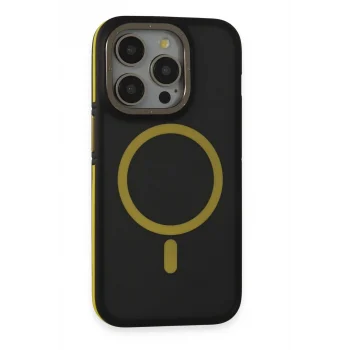 Mey İthalat®   iPhone 14 Pro Max Kılıf Rocky Magsafe Kapak - Siyah-Sarı