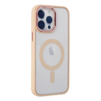 Mey İthalat®   iPhone 14 Pro Max Kılıf Room Magneticsafe Silikon - Pudra