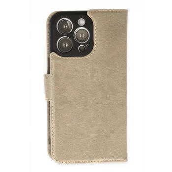 Mey İthalat®   iPhone 14 Pro Max Kılıf Trend S Plus Kapaklı Kılıf - Gold