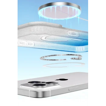 Mey İthalat®   iPhone 14 Pro Max Pummel Shiny Magsafe Kapak - Siyah