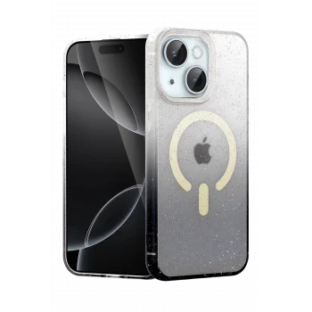 Mey İthalat®   iPhone 14 Pummel Shiny Magsafe Kapak - Siyah