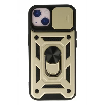 Mey İthalat®   iPhone 15 Kılıf Pars Lens Yüzüklü Silikon - Gold
