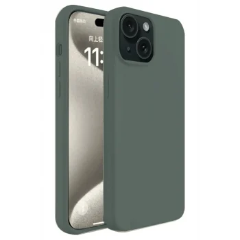Mey İthalat®   iPhone 15 Plus Kılıf First Silikon - Koyu Yeşil
