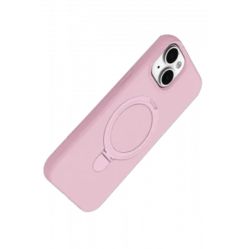 Mey İthalat®   iPhone 15 Plus Regal Magsafe Standlı Kapak - Açık Pembe