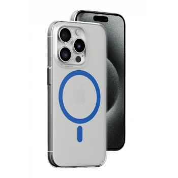 Mey İthalat®   iPhone 15 Pro Kılıf Bubble Magsafe Kapak - Mavi