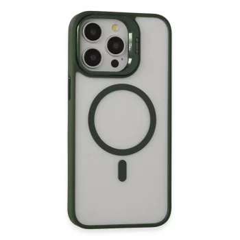 Mey İthalat®   iPhone 15 Pro Kılıf Roblox Lens Magsafe Standlı Kapak - Koyu Yeşil