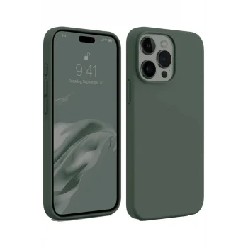 Mey İthalat®   iPhone 15 Pro Max Kılıf First Silikon - Koyu Yeşil