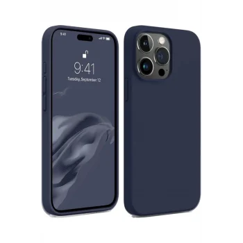 Mey İthalat®   iPhone 15 Pro Max Kılıf First Silikon - Lacivert