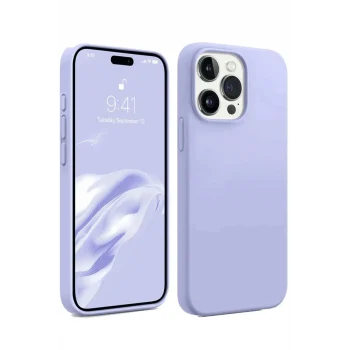 Mey İthalat®   iPhone 15 Pro Max Kılıf First Silikon - Lila