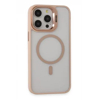 Mey İthalat®   iPhone 15 Pro Max Kılıf Roblox Lens Magsafe Standlı Kapak - Pudra