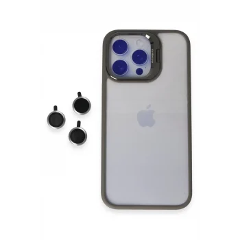Mey İthalat®   iPhone 15 Pro Max Kılıf Roblox Lens Standlı Kapak - Titan Gri