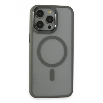 Mey İthalat®   iPhone 15 Pro Max Kılıf Room Magneticsafe Silikon - Gri