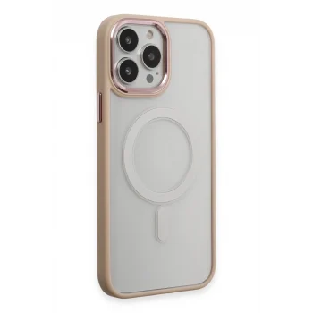 Mey İthalat®   iPhone 15 Pro Max Kılıf Room Magneticsafe Silikon - Pudra