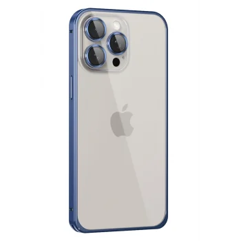 Mey İthalat®   iPhone 15 Pro Metal Bumper Mat Kapak - Lacivert