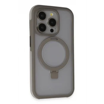 Mey İthalat®   iPhone 15 Pro Zorda Airbag Magsafe Standlı Kapak - Titan Gri