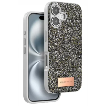 Mey İthalat®   iPhone 16 Bright Simli Kapak - Gümüş