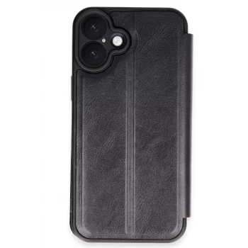 Mey İthalat®   iPhone 16 Kılıf Flip Cover - Siyah