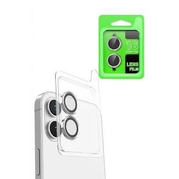 Mey İthalat® iPhone 16 Plus Raze Metal Kamera Lens - Beyaz