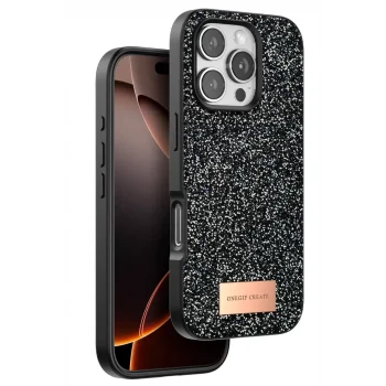 Mey İthalat®   iPhone 16 Pro Max Bright Simli Kapak - Siyah