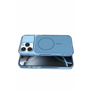 Mey İthalat®   iPhone 16 Pro Max Bruma Magsafe Kapak - Mavi