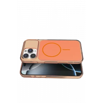 Mey İthalat®   iPhone 16 Pro Max Bruma Magsafe Kapak - Turuncu