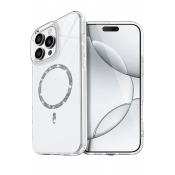 Mey İthalat®   iPhone 16 Pro Max Live Diamond Magsafe Kapak - Şeffaf