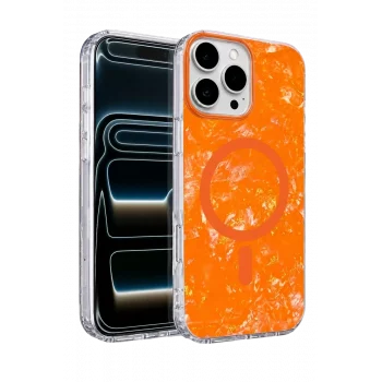 Mey İthalat®   iPhone 16 Pro Max Mila Dalgalı Magsafe Kapak - Turuncu