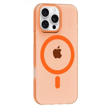 Mey İthalat®   iPhone 16 Pro Max PC Blank Magsafe Kapak - Turuncu