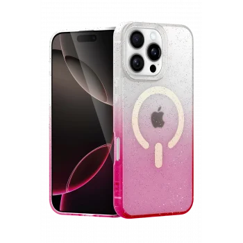 Mey İthalat®   iPhone 16 Pro Max Pummel Shiny Magsafe Kapak - Pembe