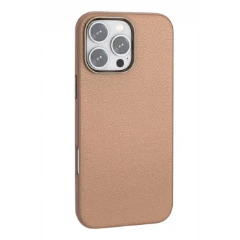 Mey İthalat®   iPhone 16 Pro Wonder Deri Magsafe Kapak - Bronz