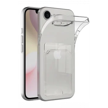 Mey İthalat®   iPhone 16E Kılıf Kart Şeffaf Silikon - Şeffaf