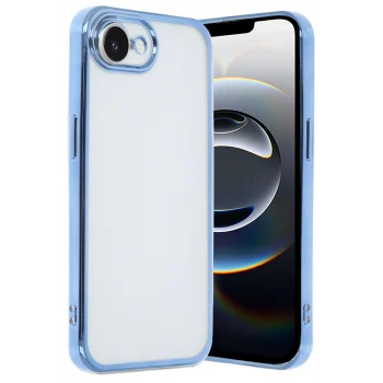 Mey İthalat®   iPhone 16E Kılıf  Lensli Silikon - Açık Mavi