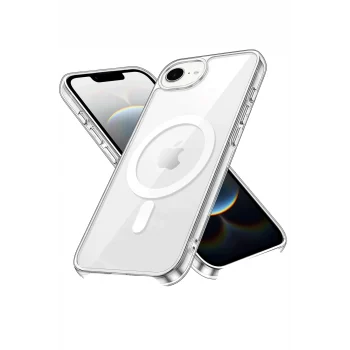 Mey İthalat®   iPhone 16E Kılıf Pc Real Magsafe Kapak - Şeffaf