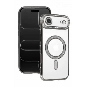 Mey İthalat®   iPhone 17 Air Joke Simli Magneticsafe Kılıf - Gümüş